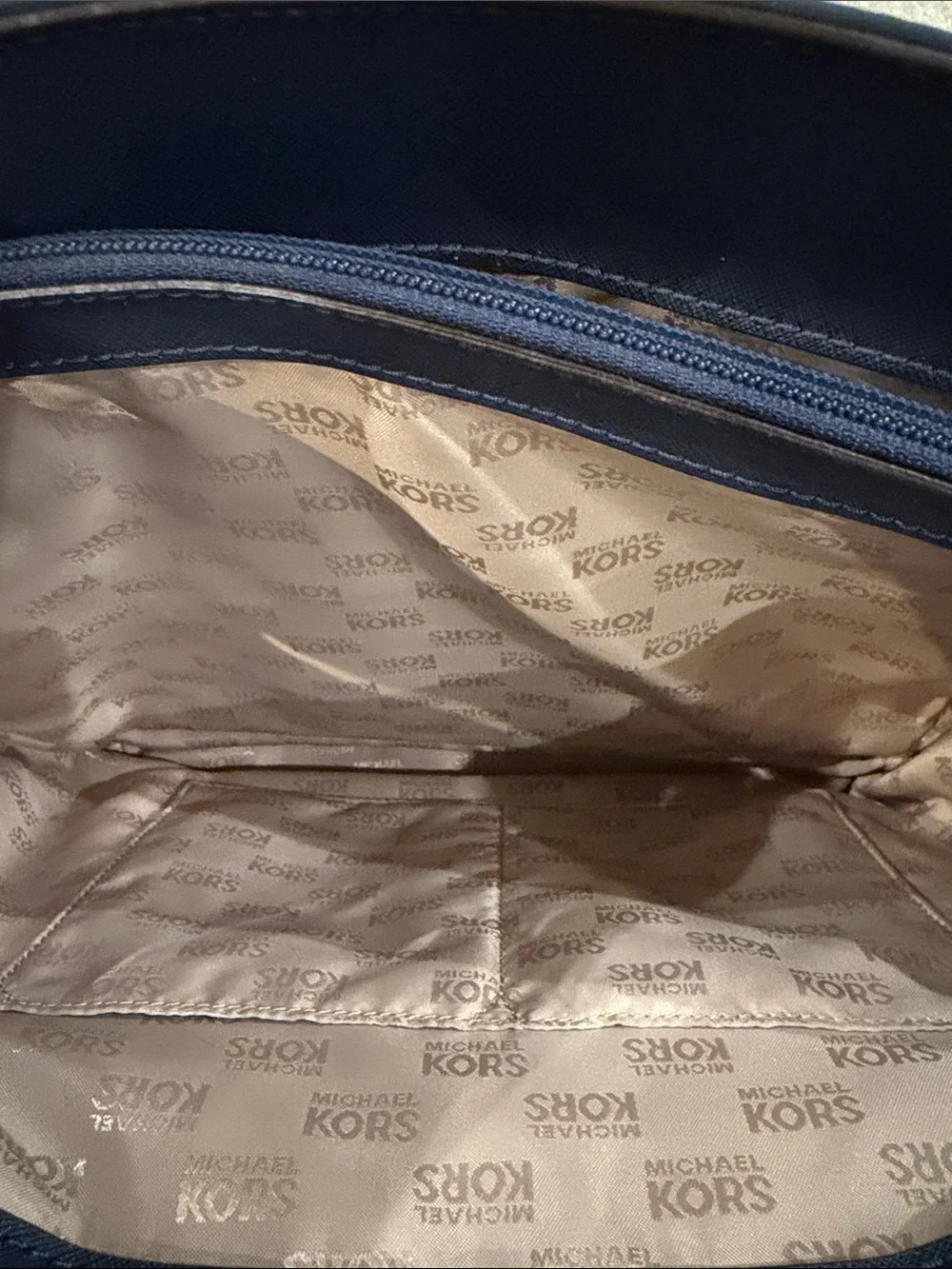 Michael Kors Navy Tote with Front Flap Pocket - Picture 2 of 7